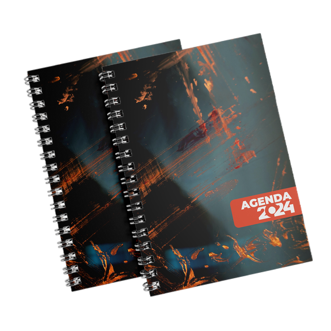 Agenda-2024-com-Wire-O-15x21cm-GOLD-BRUSH-15-x-21-Frente-colorida-(4x0)-Couche-150g-(Brilho)